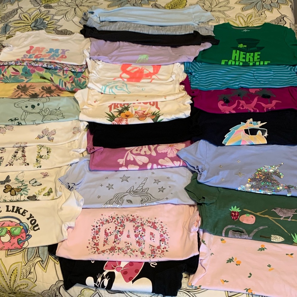 25 Total t-shirts/4 total tank tops:  Girls Size Medium (8)